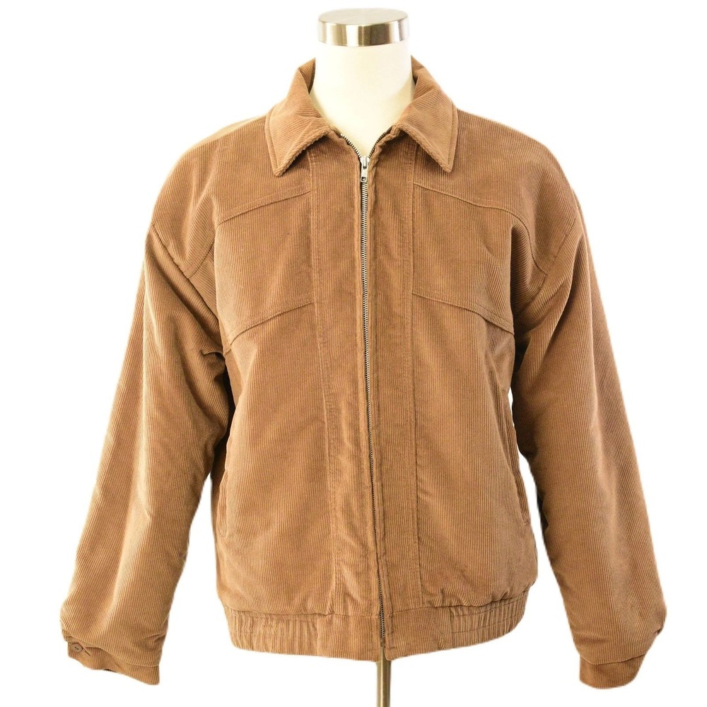 70s Vintage Mens XL Combed Corduroy Western Coat Sherpa Lined Bomber Jacket Work